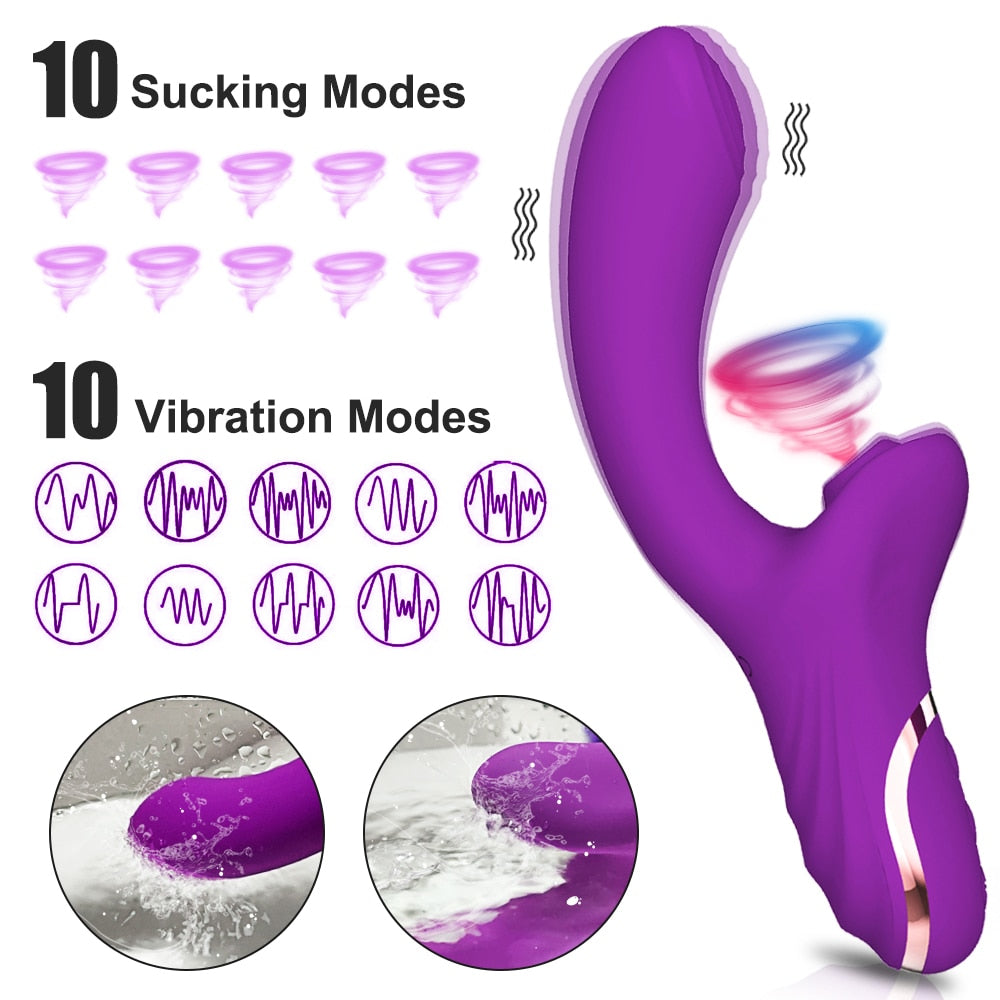 Vibromasseur 2 en 1 - 20 Modes d'Aspiration
